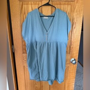 Women's Blue V-Neck Dress